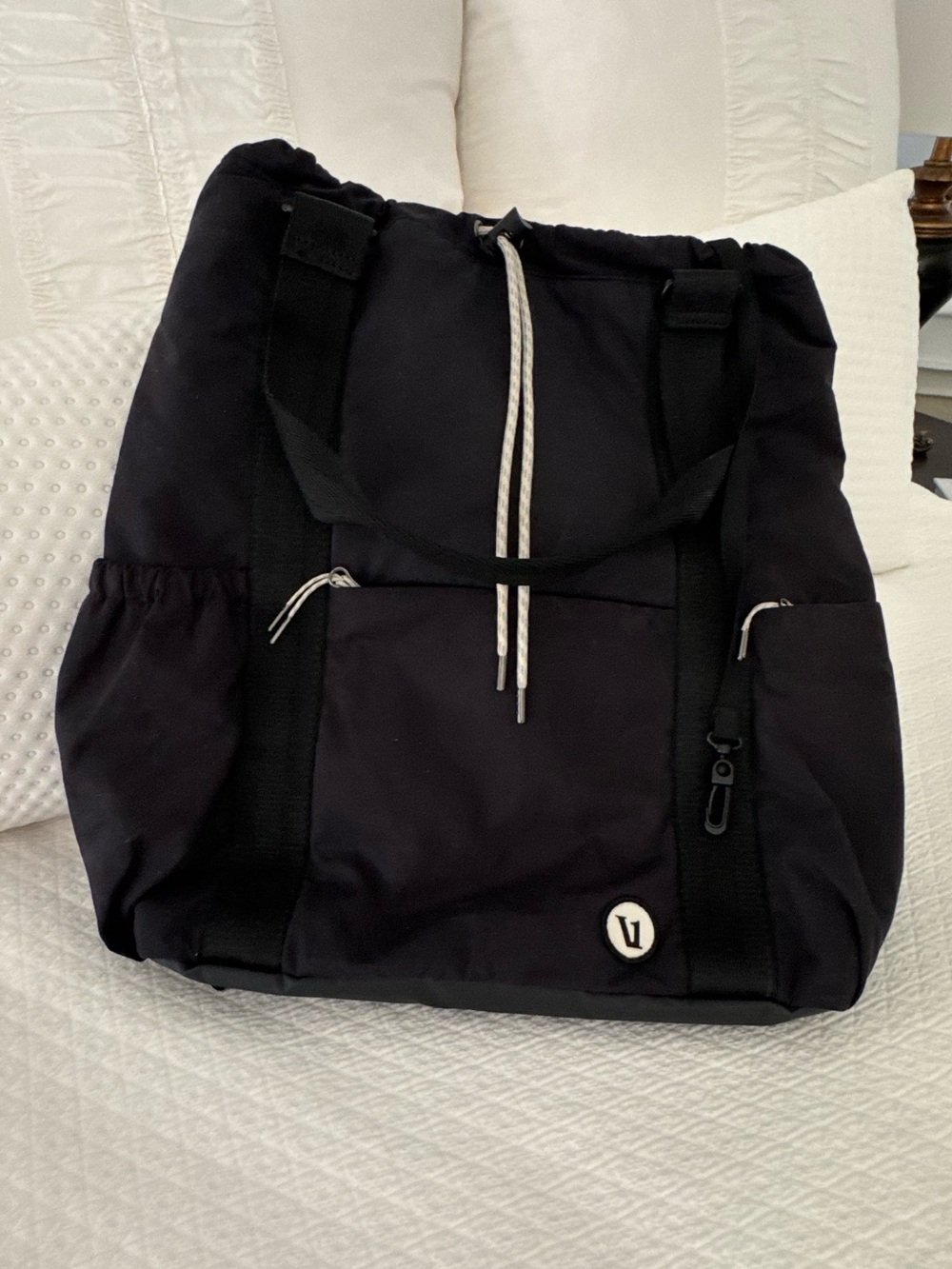 Vuori V1 Convertible Tote Bag / Backpack. Black. Multiple int & ext pockets